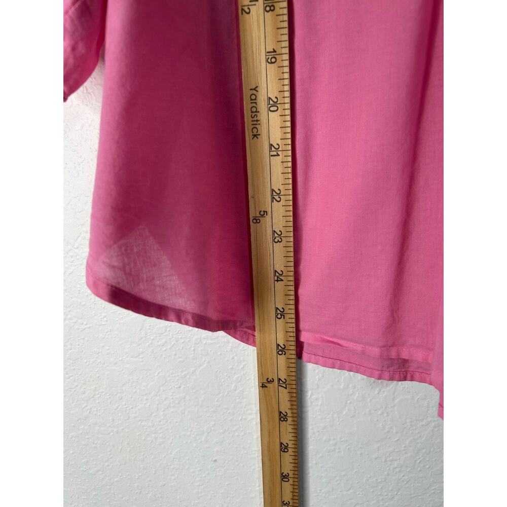 Xirena Jules Cotton Poplin Top Size Large Pink Short Puff Sleeve Ruffle Blouse - Picture 8 of 9